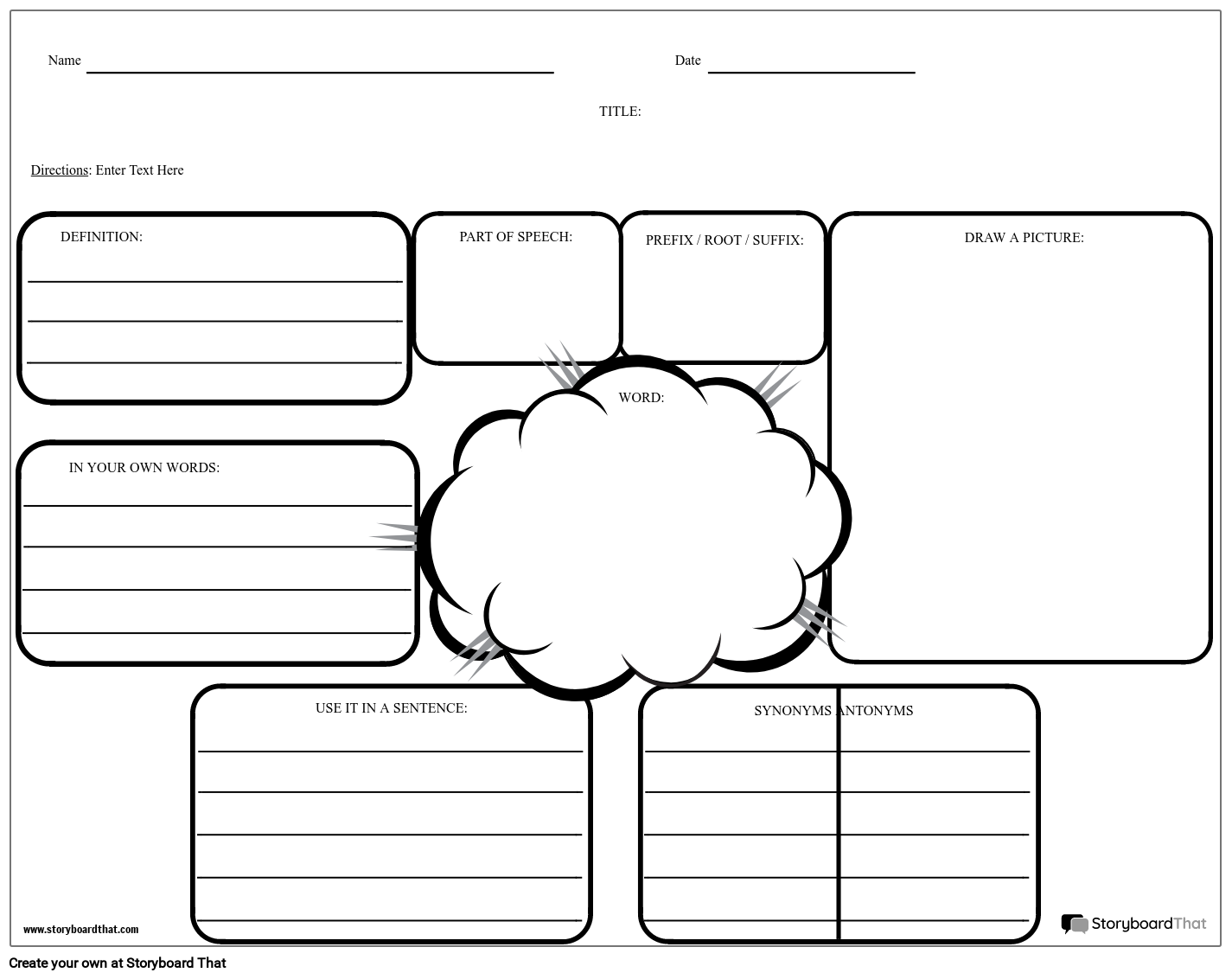 Storyboard That Free Vocabulary Worksheet Templates
