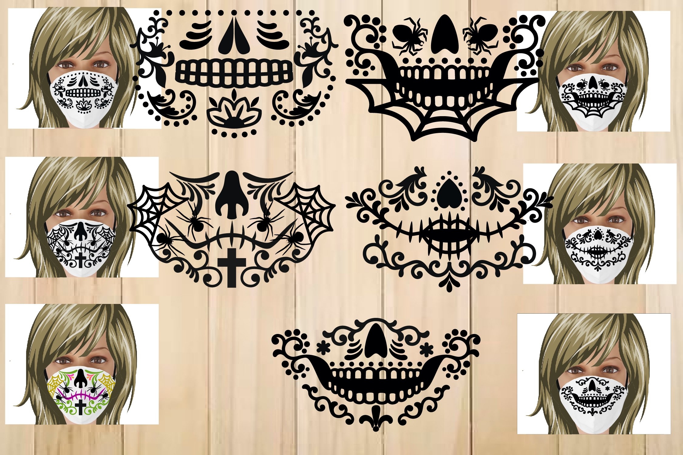 Sugar Skull Face Mask Template Halloween Face 895144 