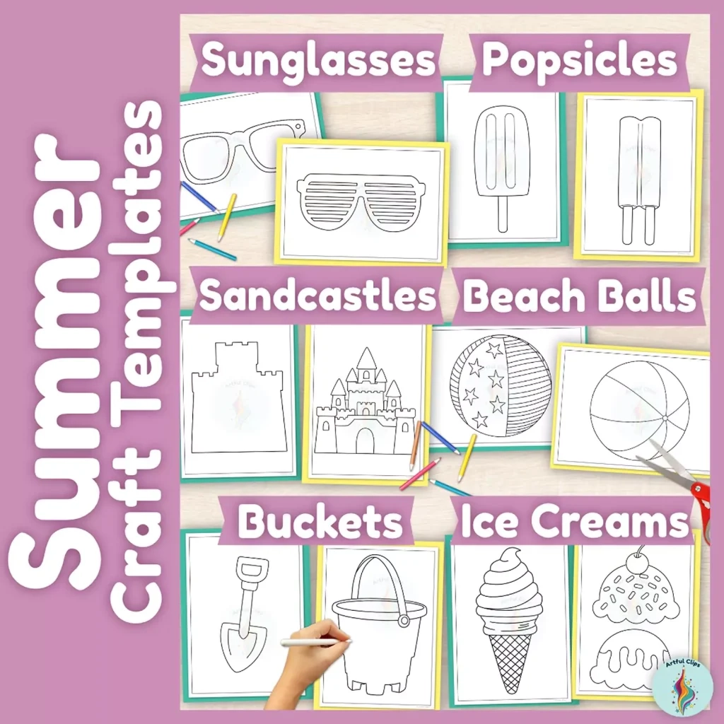 Summer Craft Template Bundle Sunglasses Beach Ball More