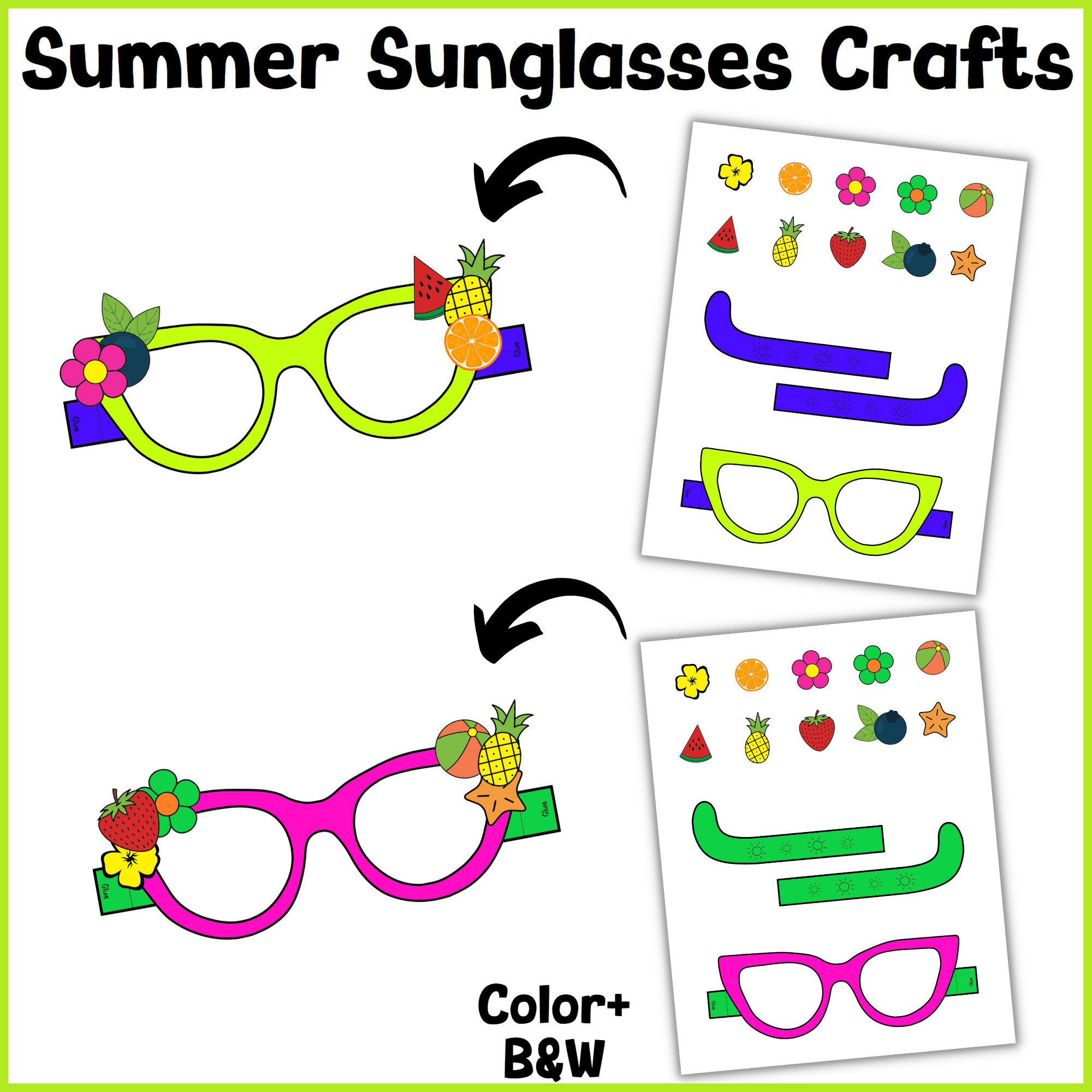 Summer Sunglasses Craft Summer Craftivity End Of The Year Activities Made By Teachers