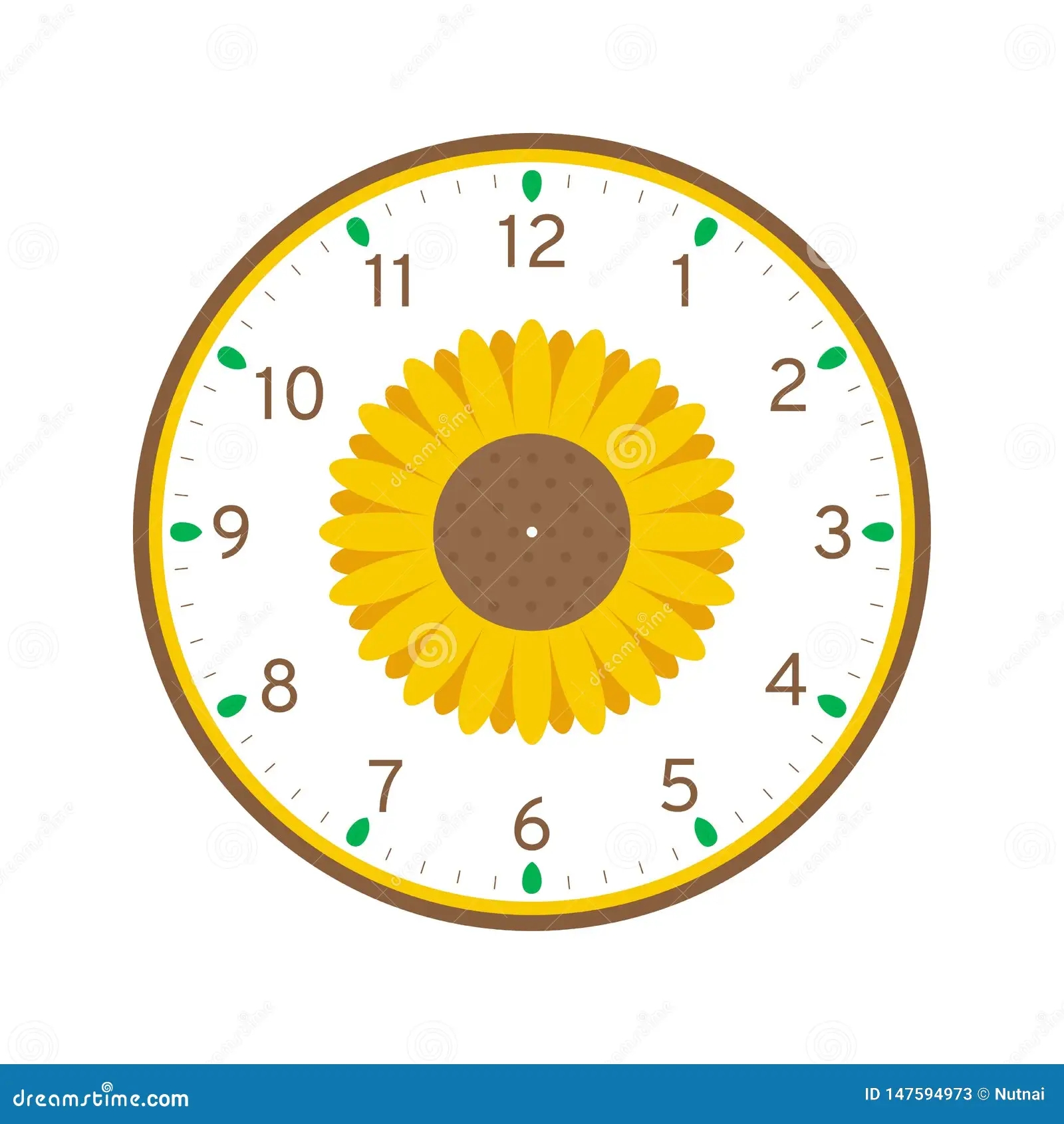 Sunflower Printable Clock Face Template Stock Vector Illustration Of Number Shape 147594973