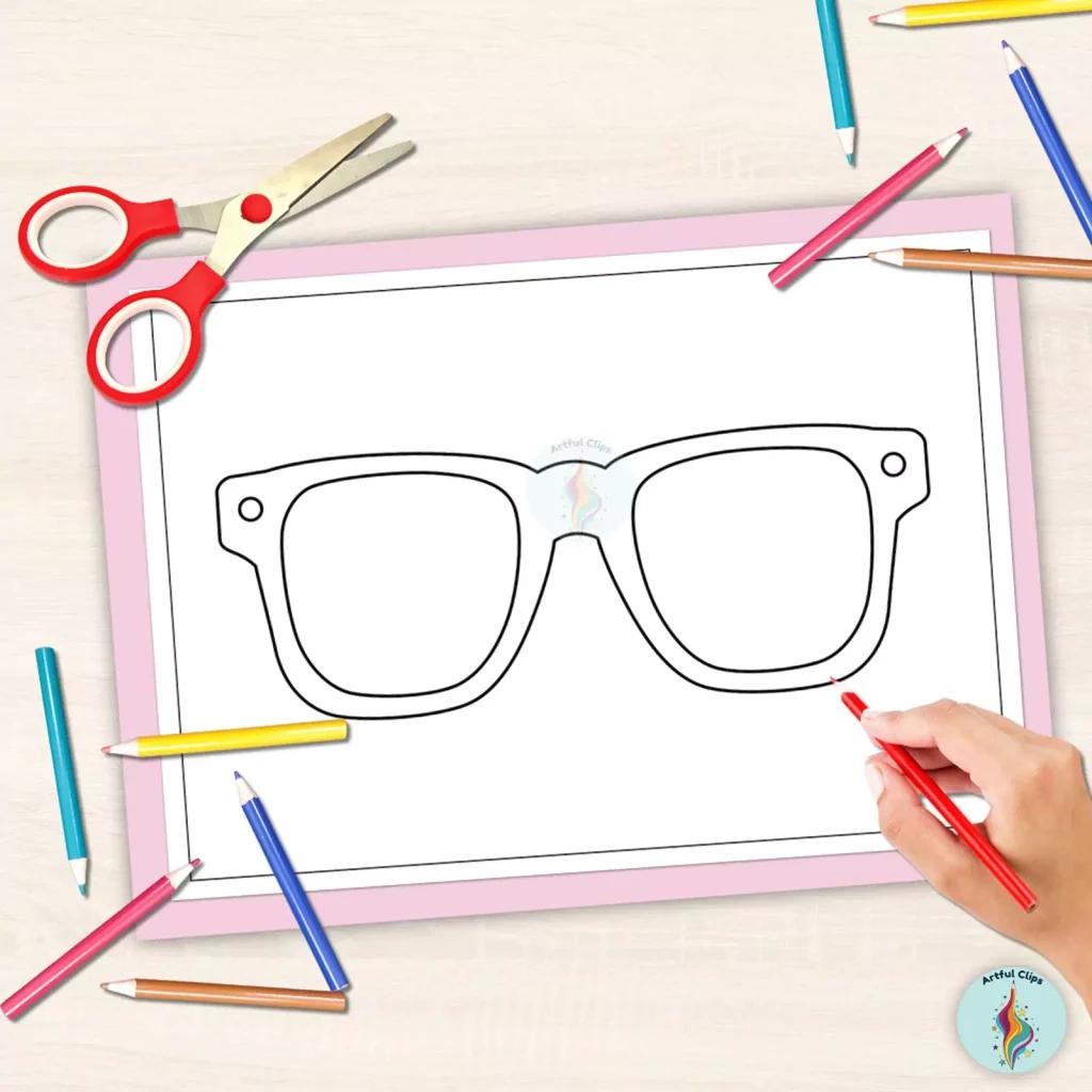 Sunglasses Template Set Black And White Outlines For Summer