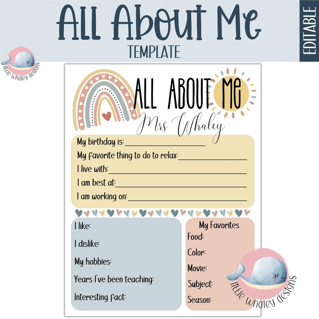 Free Printable All About Me Template For Adults