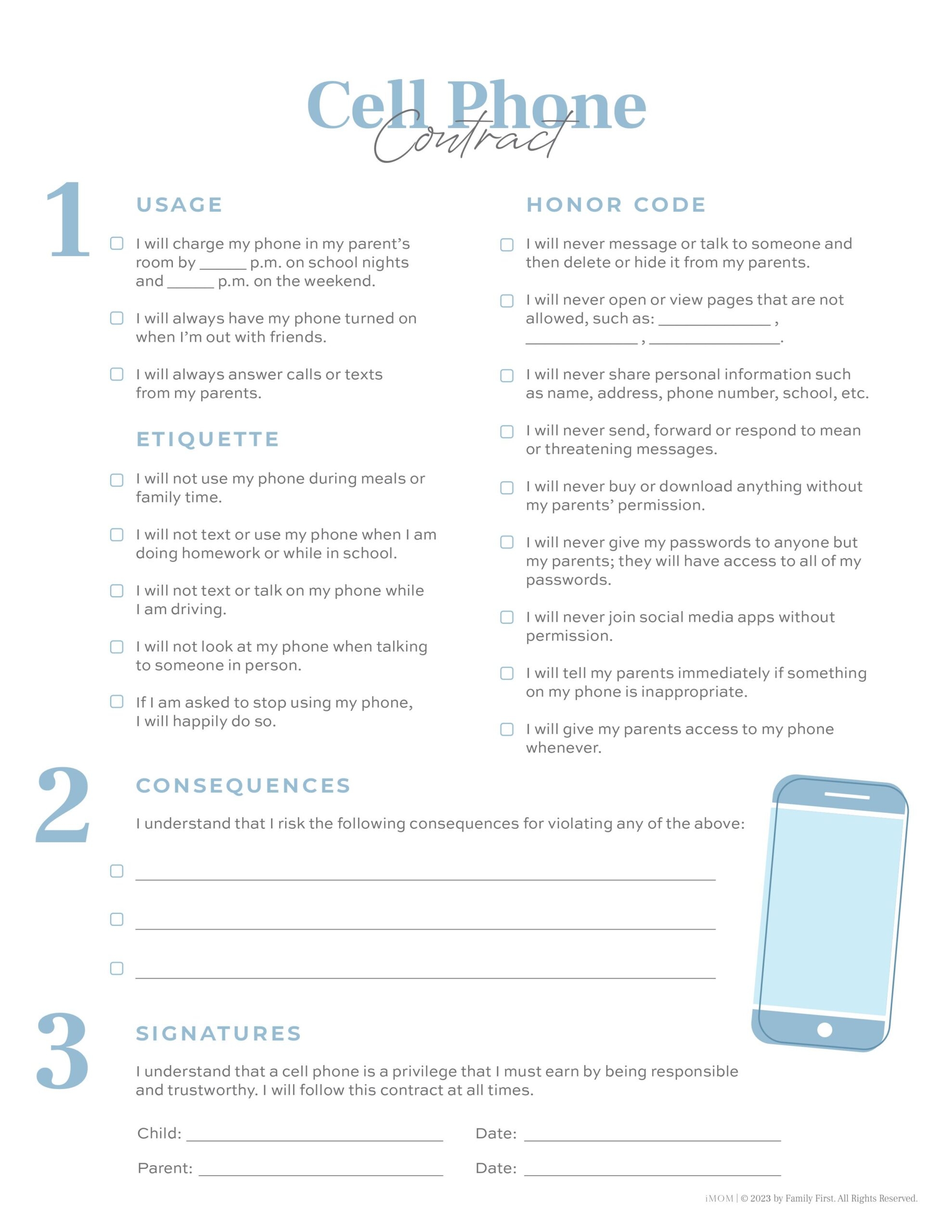 Printable Cell Phone Template