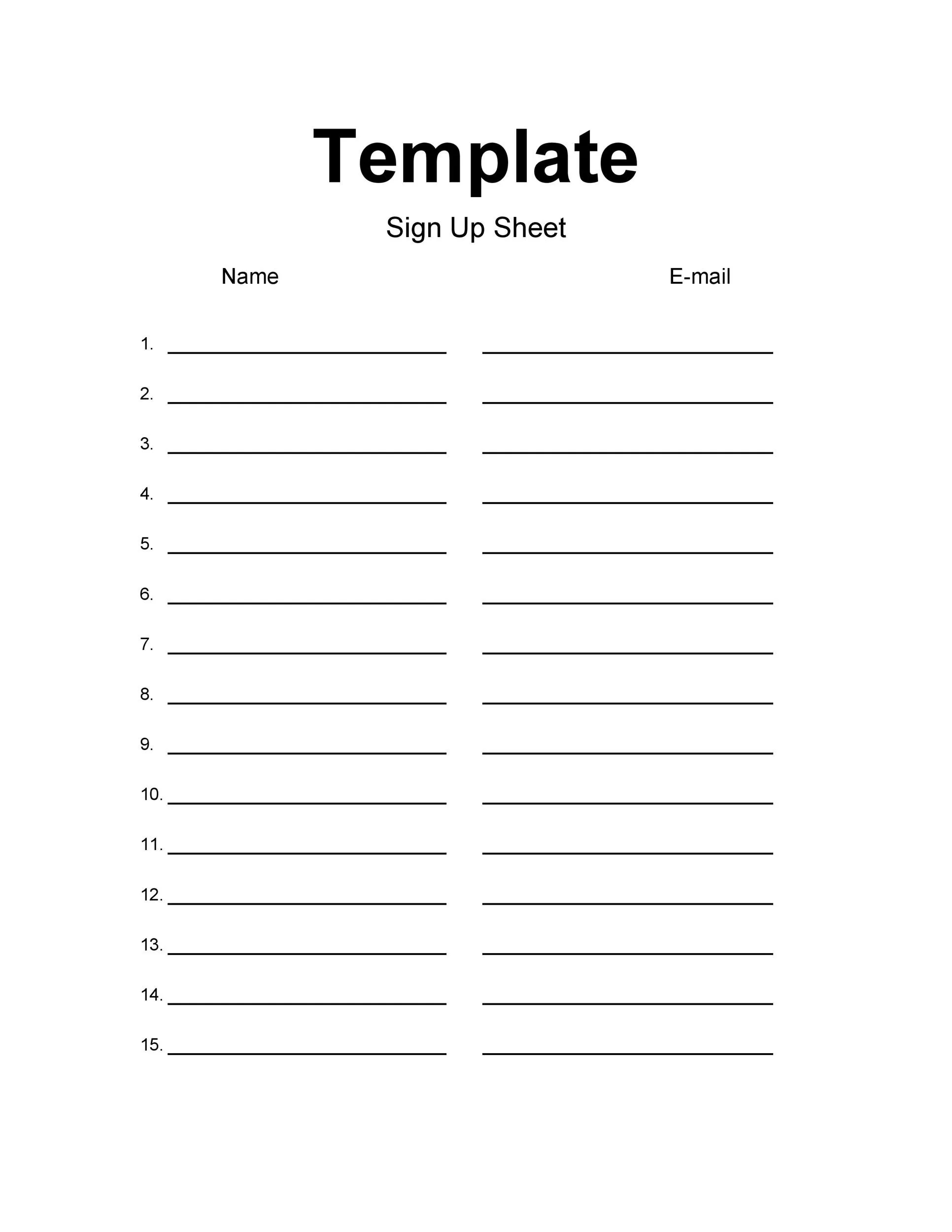 Free Printable Sign Up Sheet Template