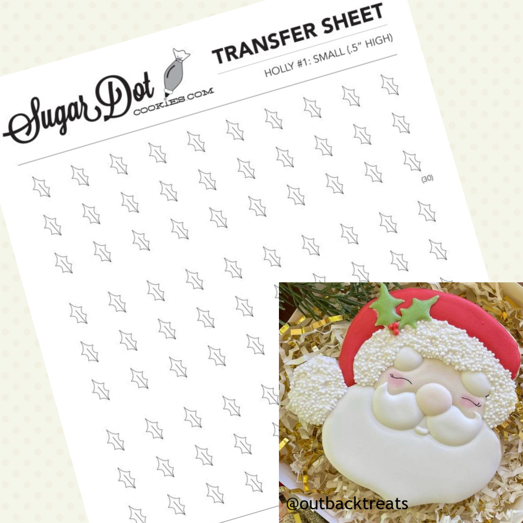 Template Transfer Sheets To Make Royal Icing Transfers Holly Leaves For Christmas And Winter Designs