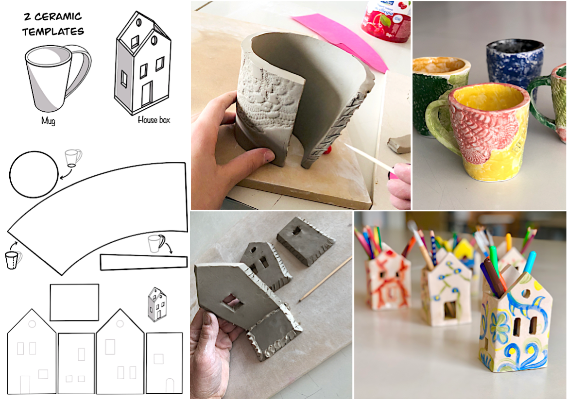 Templates For Ceramic Mug And Little House Box