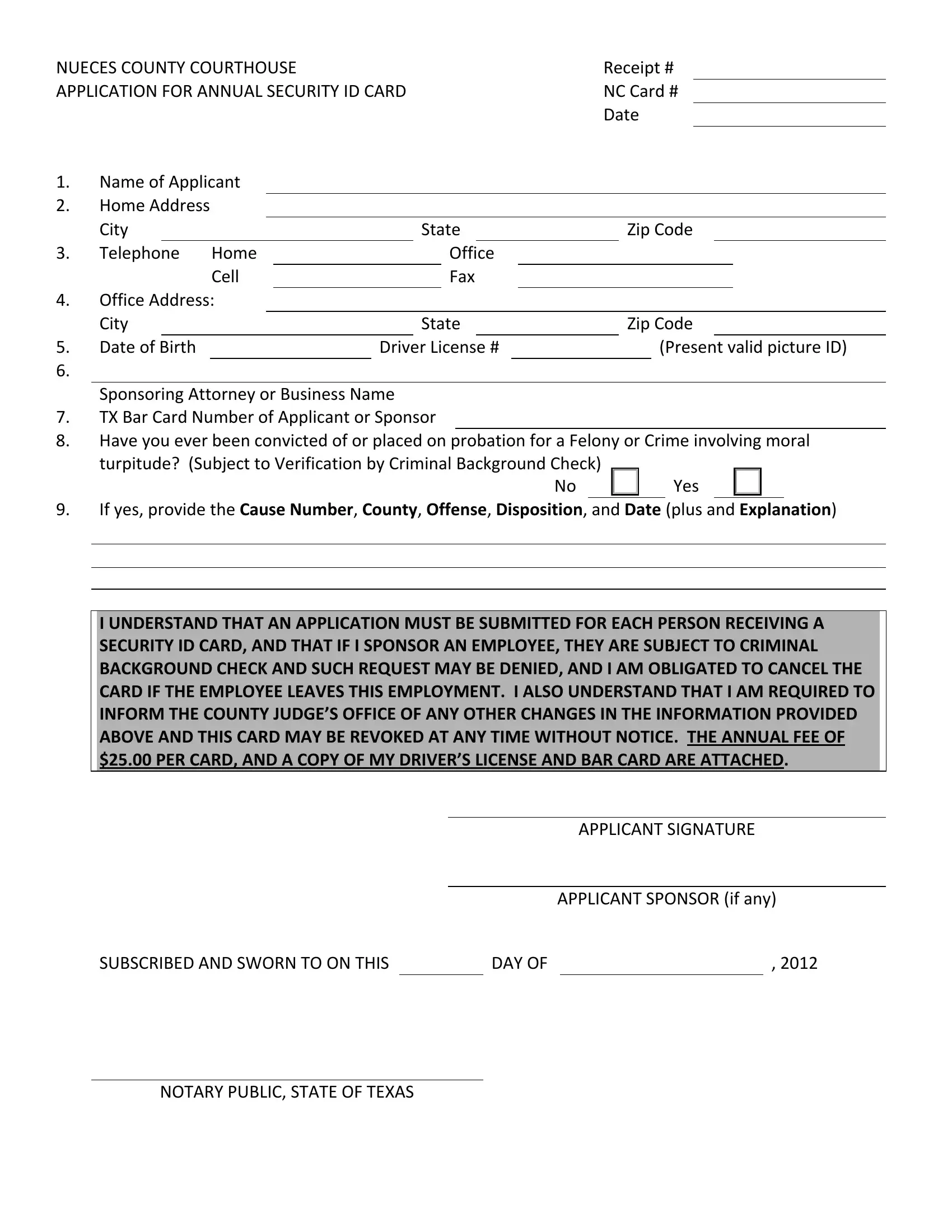 Texas Security Id Form Fill Out Printable PDF Forms Online