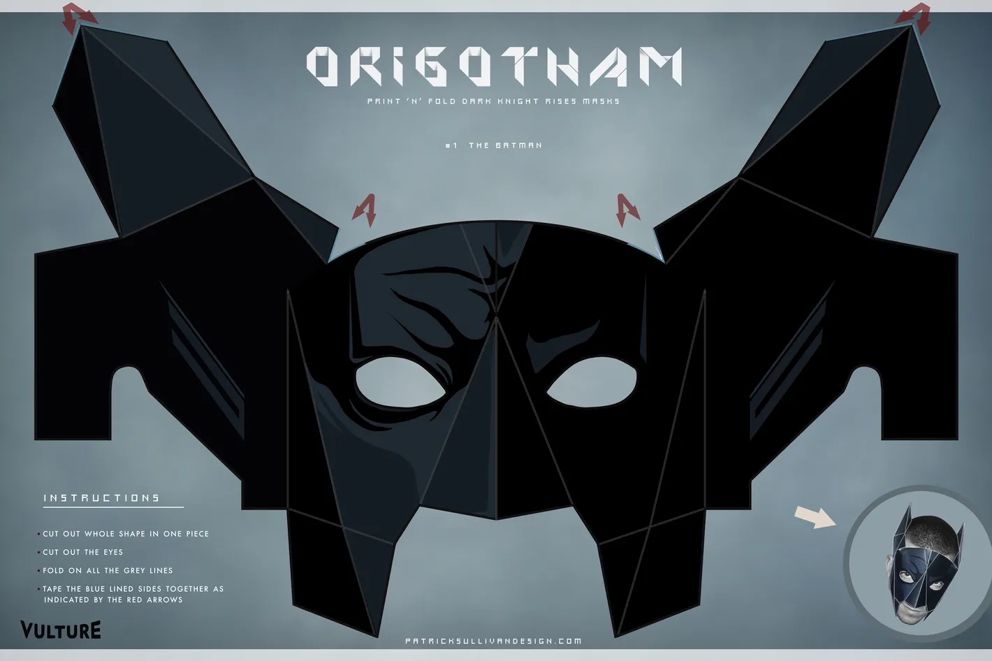 The Dark Knight Creases Fold Your Own Batman Bane And Catwoman Masks