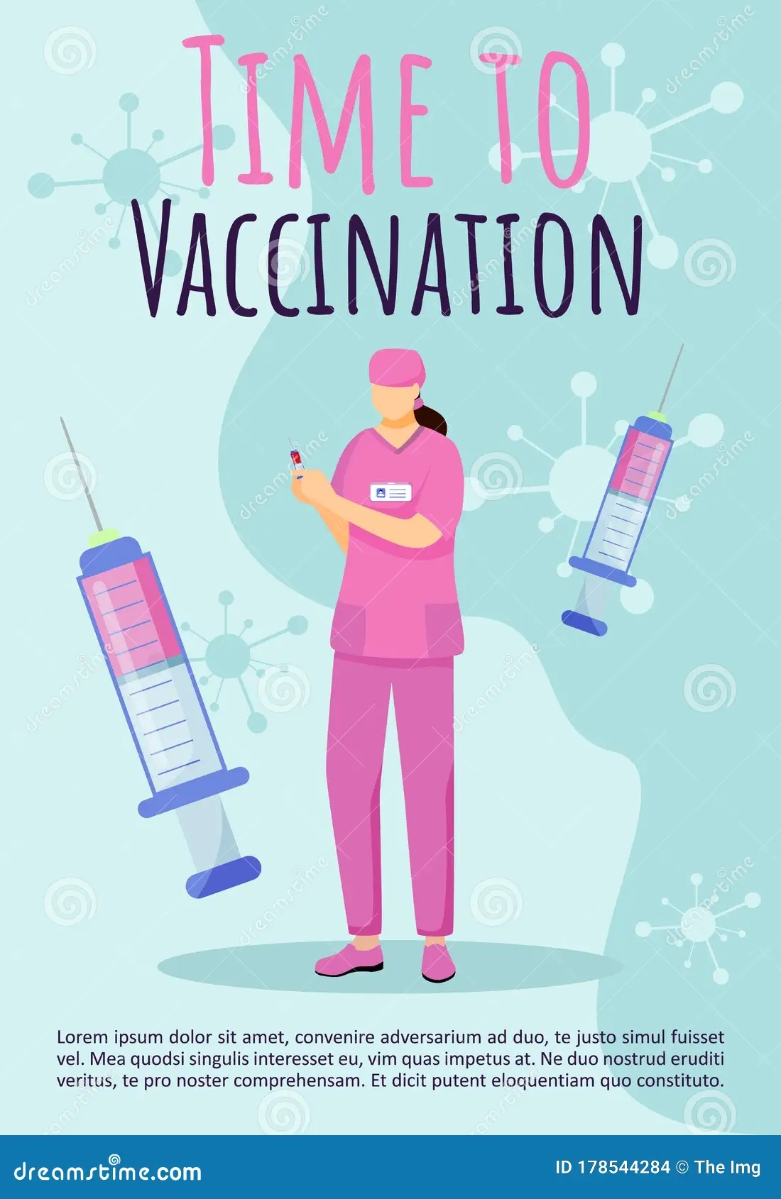 Time To Vaccination Brochure Template Stock Vector Illustration Of Influenza Disease 178544284