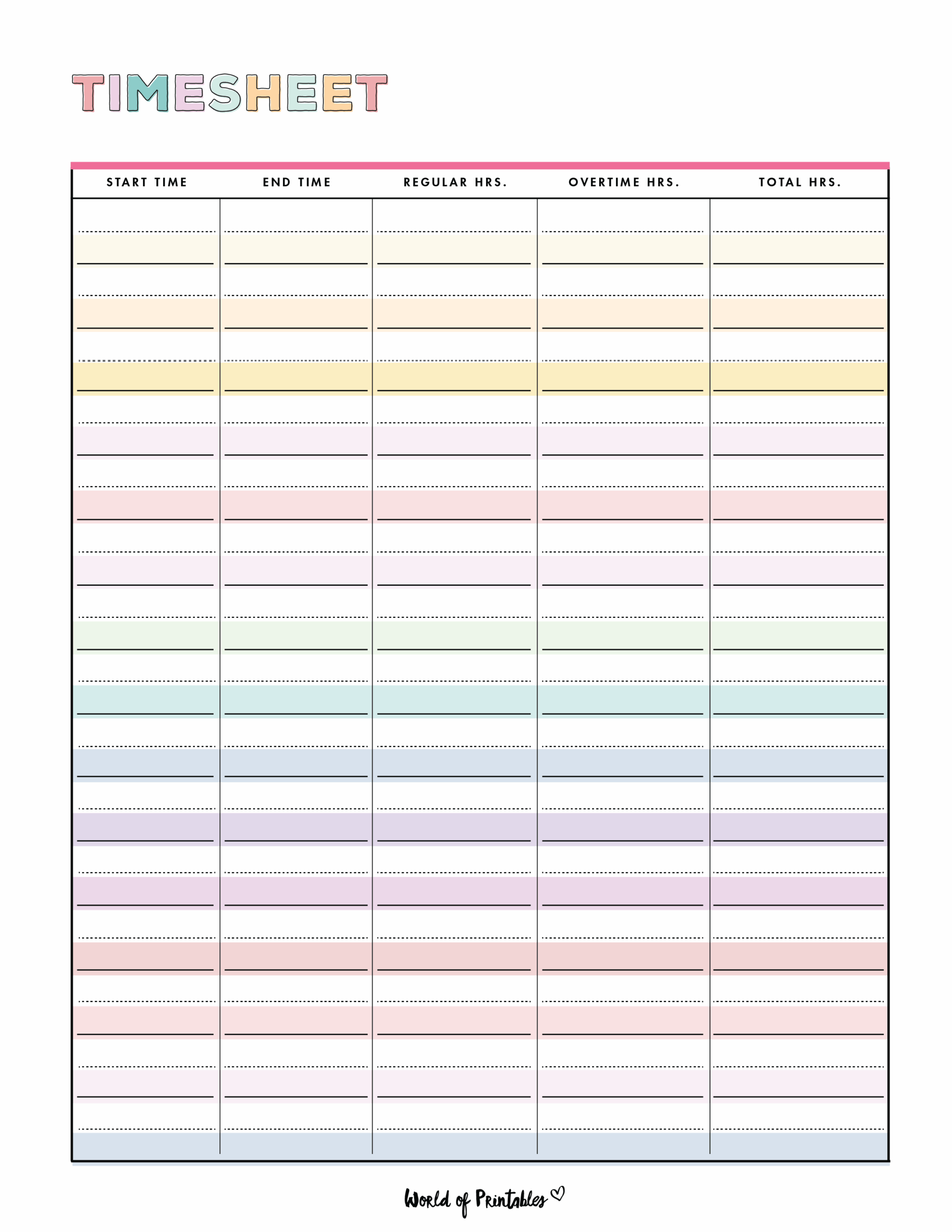 Free Printable Timesheet Templates