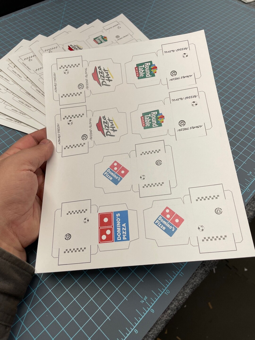 Uncut Miniature Pizza Boxes Pre printed Sheets Miniature Box Templates Build Them Yourself Etsy