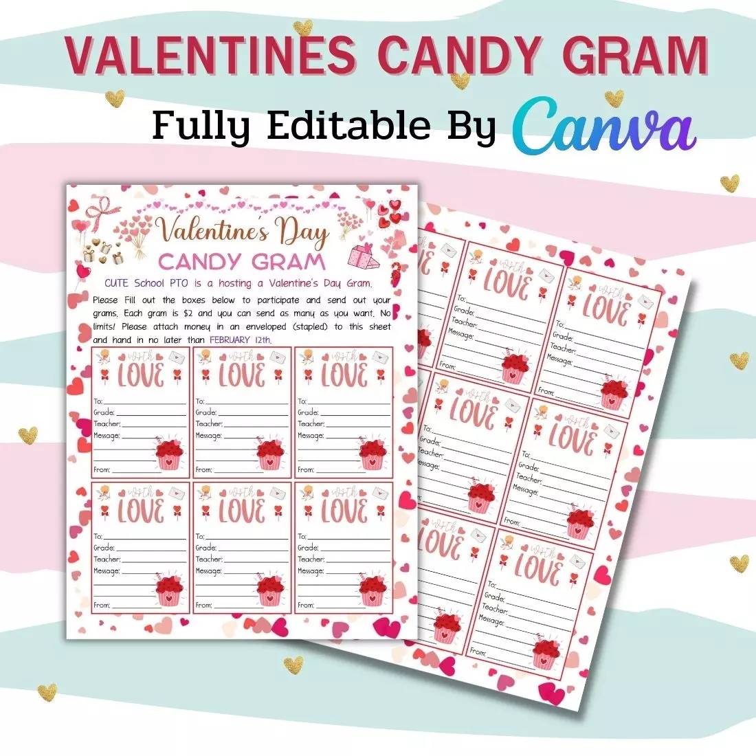 Valentines Candy Gram Editable By Canva