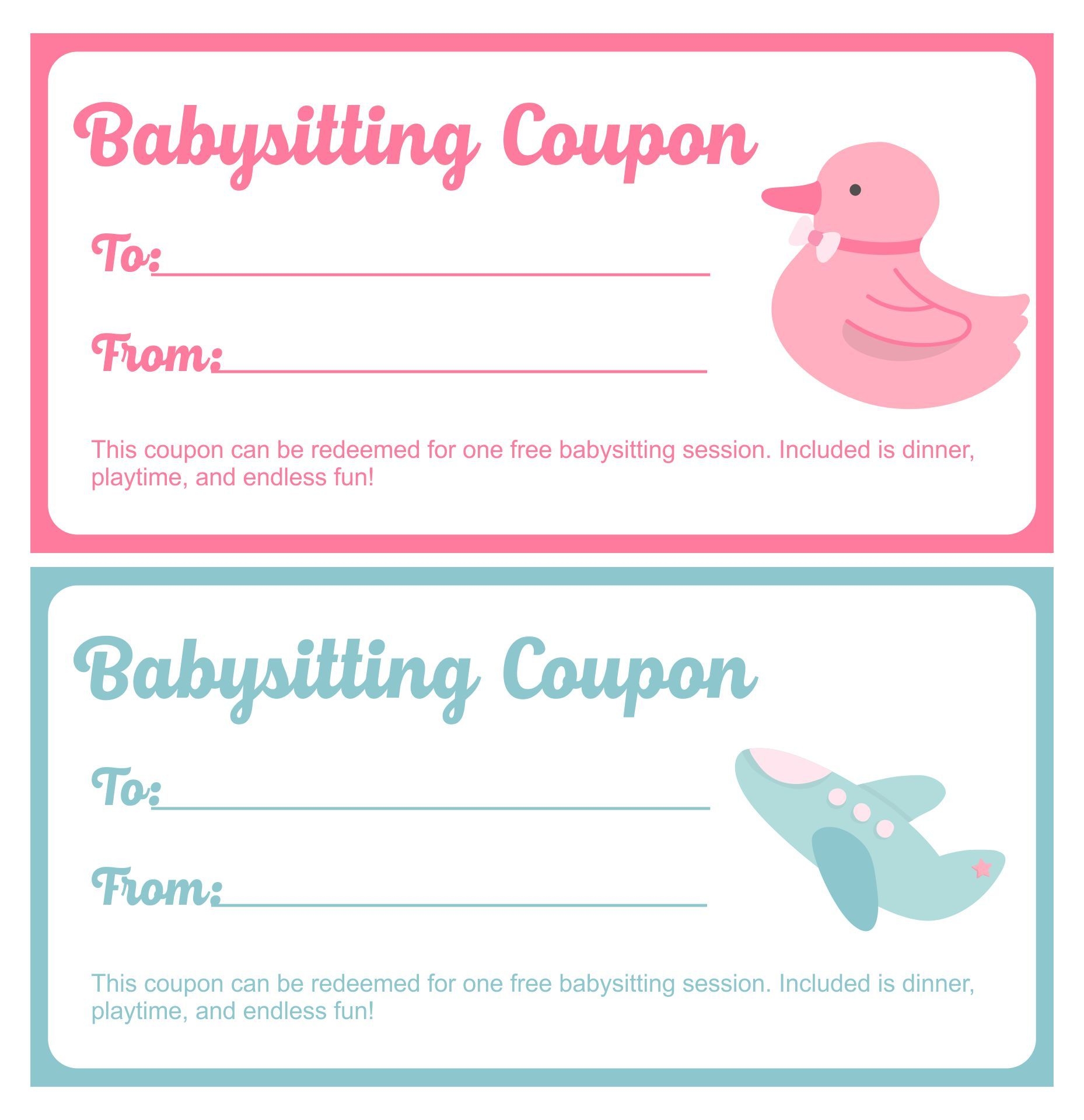 Babysitting Coupon Templates Printable