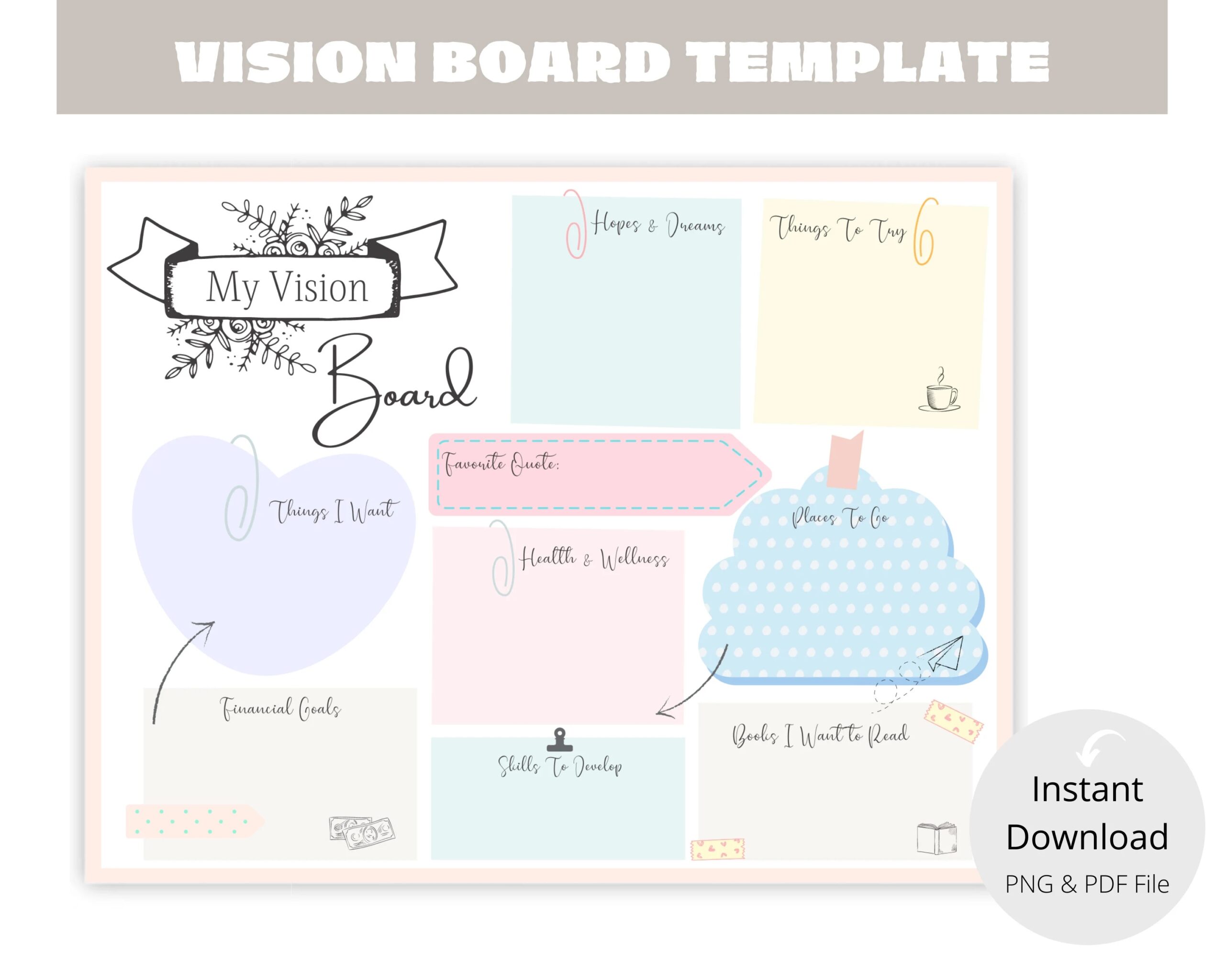 Printable Vision Board Template Free