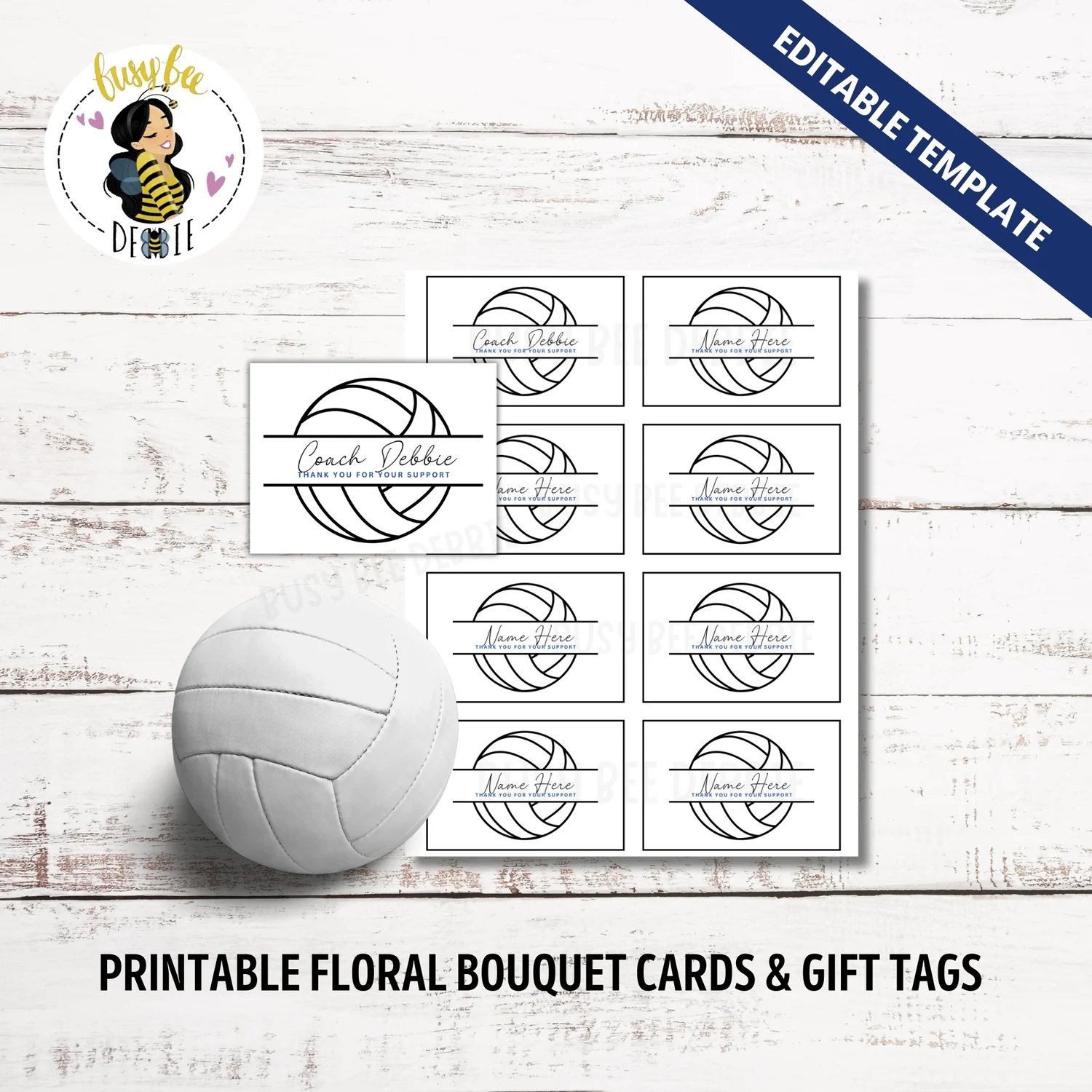 Volleyball Editable Flower Bouquet Cards Gift Tags For Volleyball Team End Of The Season Gifts For Coach Assistant Coach Volunteers Payhip