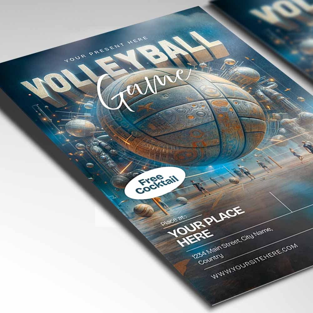 Volleyball Game Card Printable PSD Template PSDmarket
