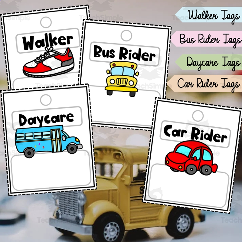Walker Car Rider Bus Rider Daycare Tags