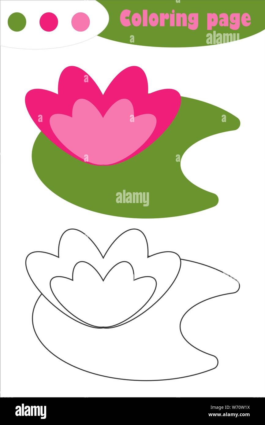 Water Lily In Cartoon Style Coloring Page Spring Education Paper Game For The Development Of Children Kids Preschool Activity Printable Worksheet Stock Vector Image Art Alamy