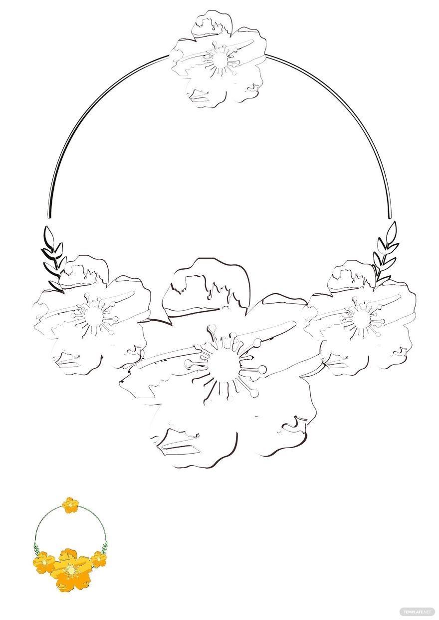Watercolor Floral Wreath Coloring Page In PDF Download Template