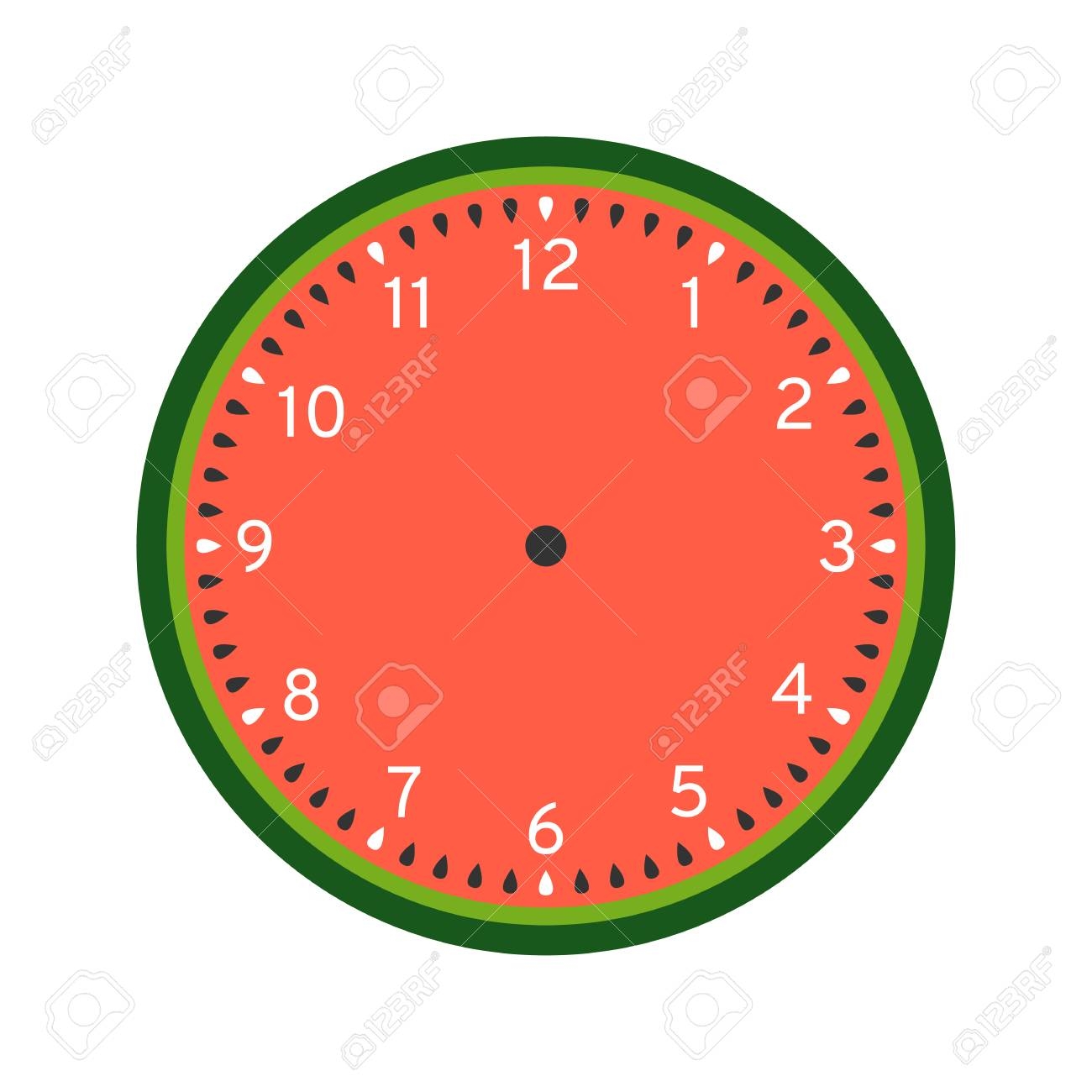 Watermelon Printable Clock Face Template Isolated On White Background Royalty Free SVG Cliparts Vectors And Stock Illustration Image 126017638 