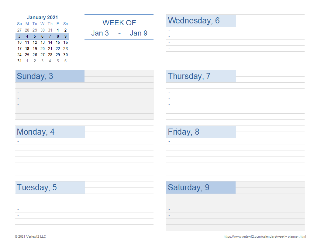 Weekly Schedule Printable Template