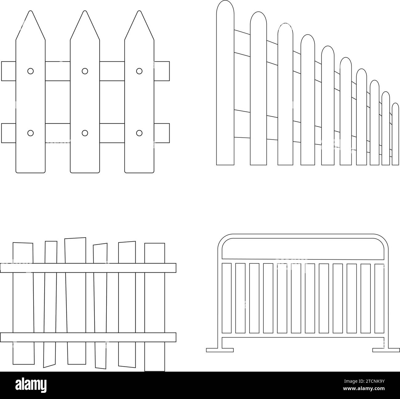White Picket Fence Black Cut Out Stock Images Pictures Page 2 Alamy