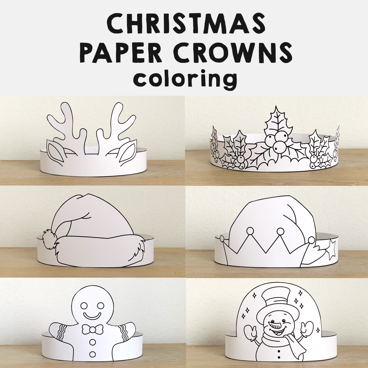 Winter Christmas Hats Crowns Printable Paper Coloring Craft Activity Made By Teachers