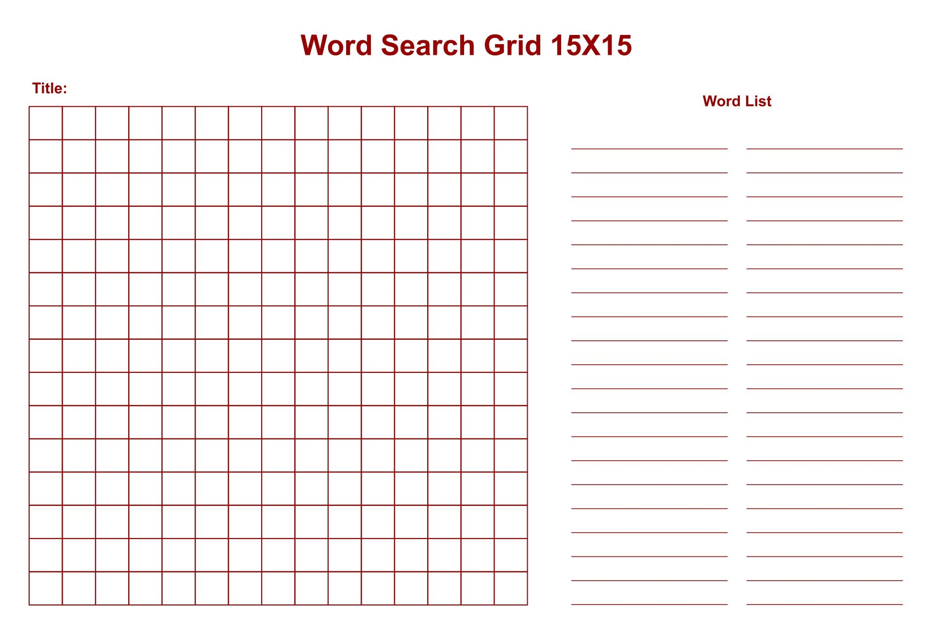 Word Search Template