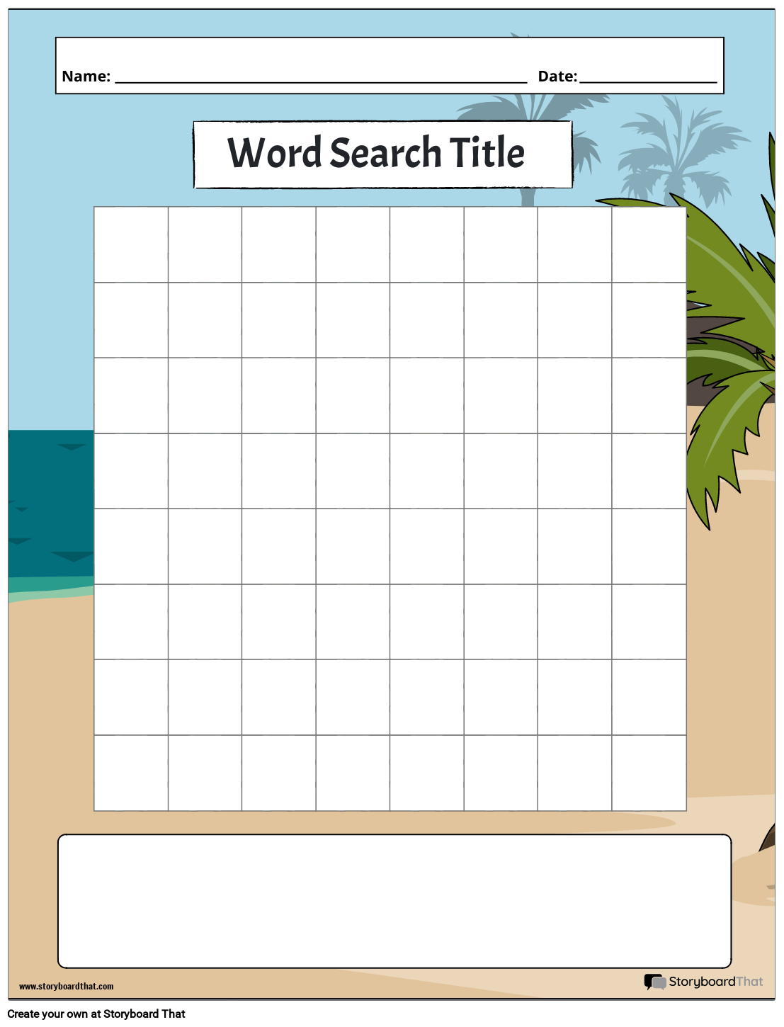 Word Find Template Printable