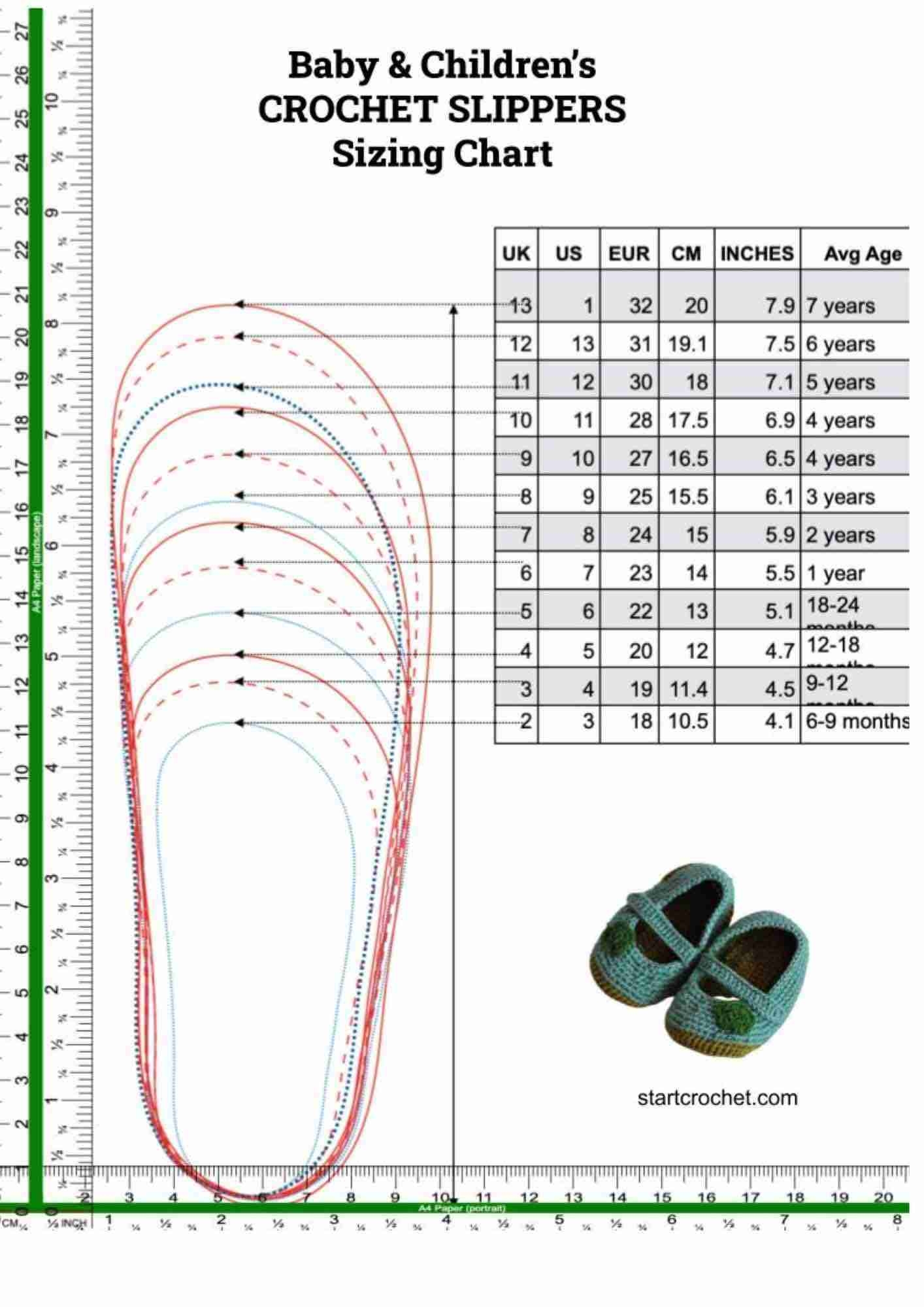 Youth Slipper Discount Size Chart